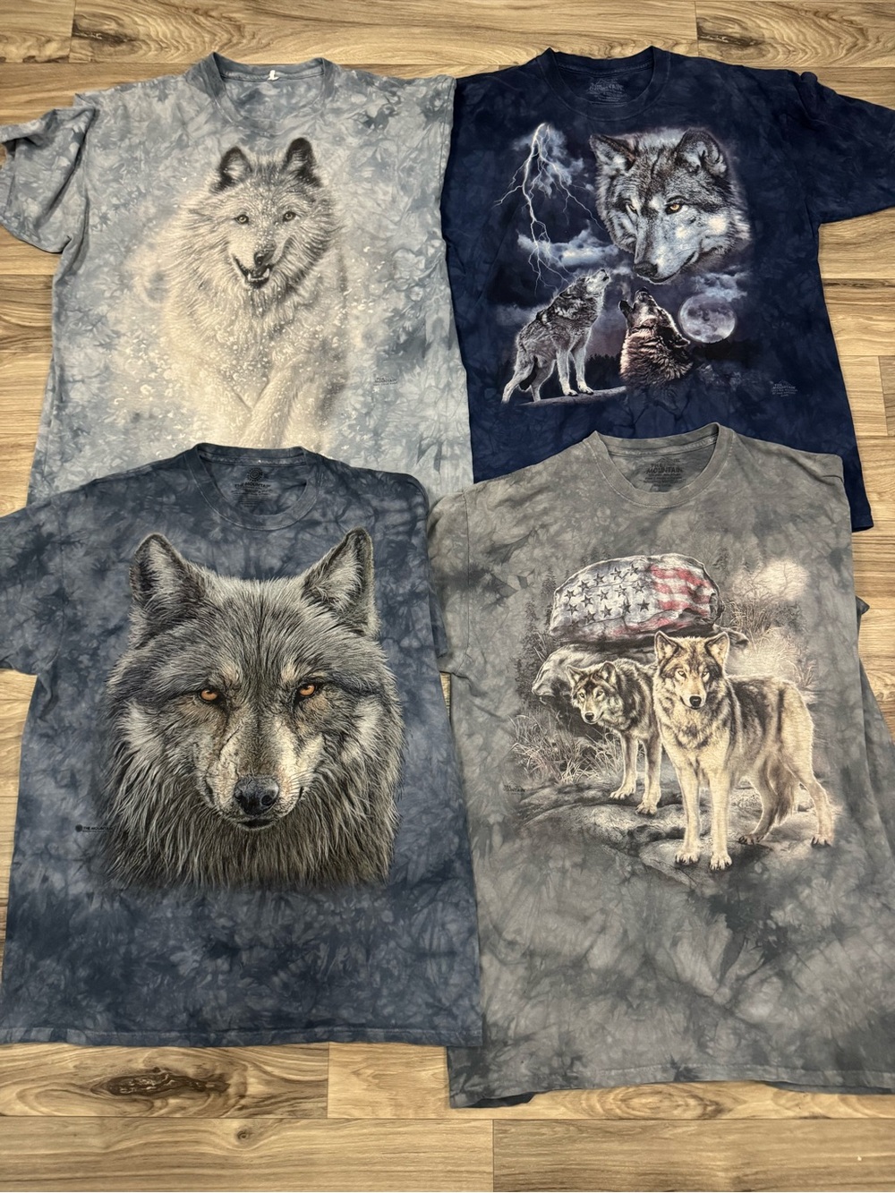 The Mountain Tie Dye Wolf Print T-Shirt Bundle 4 Shirts Size 2XL
